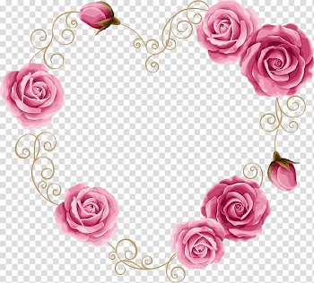 Pink rose flowers illustration, Wedding invitation Flower Illustration, Beautiful heart-shaped lace transparent background PNG clipart