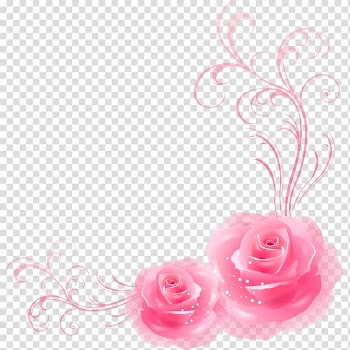 Pink rose frame border, Garden roses Pink Beach rose, Rose decoration transparent background PNG clipart