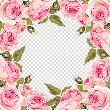 Pink rose frame effect, Wedding invitation Greeting card Flower bouquet, Pink Roses transparent background PNG clipart