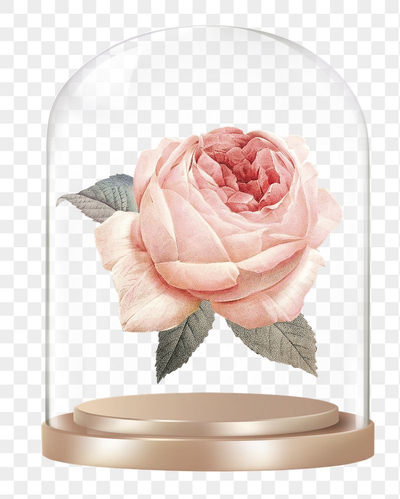 Pink rose png glass dome | Free PNG - rawpixel