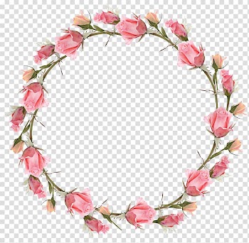 Pink rose wreath illustration, The EDGE Mediterranean Grill Frames Watercolor painting, floral frame transparent background PNG clipart