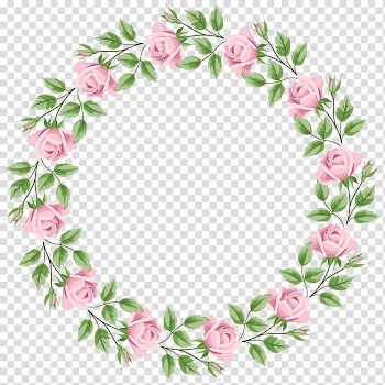 Pink rose wreath , Rose , Pink Rose Border Frame transparent background PNG clipart