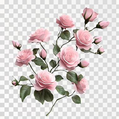 pink roses, 3D pixar digital art, plain white background