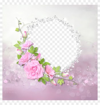 Pink Roses And Sparkling Diamonds Circular Picture - Pink Rose Transparent Png
