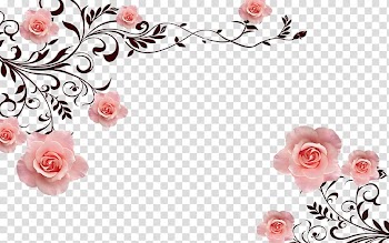 Pink roses border illustration, Paper Flower Painting , Abstract background decoration painting transparent background PNG clipart