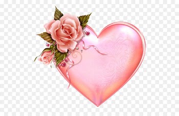 Pink roses decorated heart-shaped promotional tag 