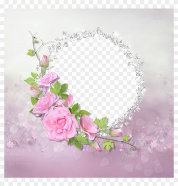 Pink Roses With Diamonds Transparent Frame - Roses And Diamonds Png