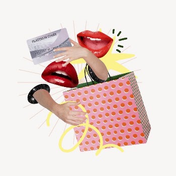 Pink shopaholic with women's lips | Free Photo - rawpixel