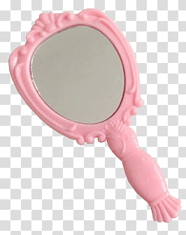 Pink, square pink plastic framed hand mirror transparent background PNG clipart