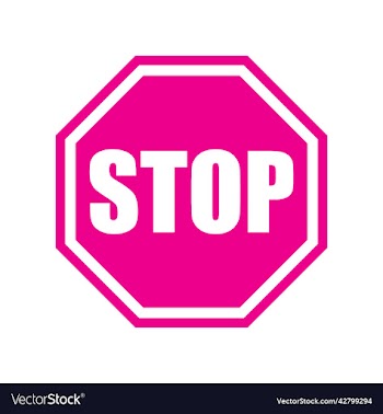pink stop sign or logo