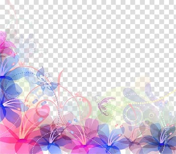 Pink, teal, and blue floral illustration, Light Watercolor painting Flower, Abstract Colorful Shading transparent background PNG clipart