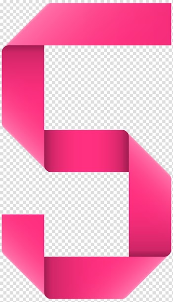 Pink textile illustration, White ribbon Paper Unknotting number, Ribbon Number Five transparent background PNG clipart
