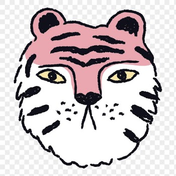 Pink tiger png, animal doodle | Free PNG Sticker - rawpixel