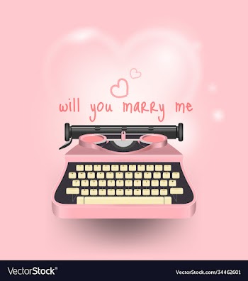 pink typewriter write a message will you marry