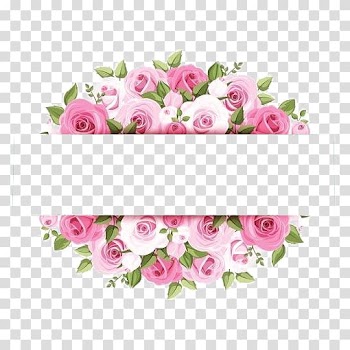 Pink watercolor flower borders transparent background PNG clipart