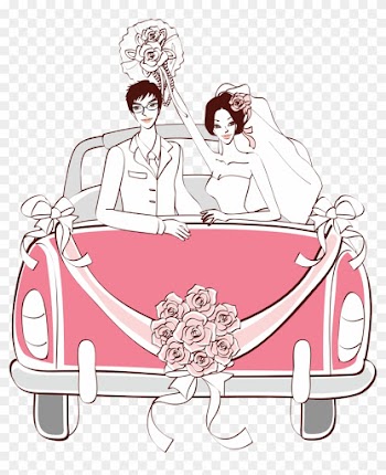 Pink Wedding Car Png Clipart - Wedding Car Drawing