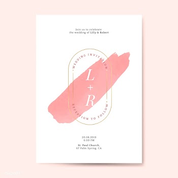 Pink wedding invitation card vector | Free stock vector - 524405