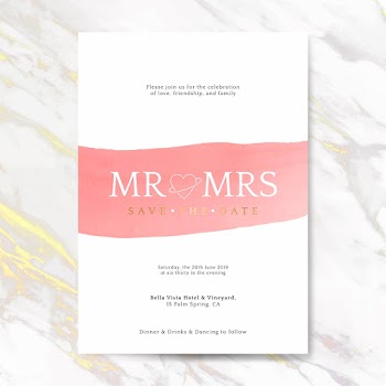 Pink wedding invitation card vector | Free stock vector - 524409