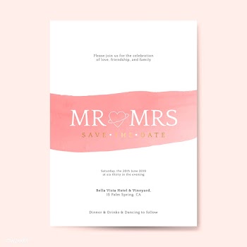 Pink wedding invitation card vector | Free stock vector - 524410