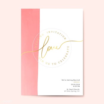 Pink wedding invitation card vector | Free stock vector - 524417