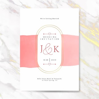 Pink wedding invitation card vector | Free stock vector - 524420