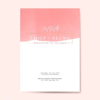 Pink wedding invitation card vector | Free stock vector - 524425