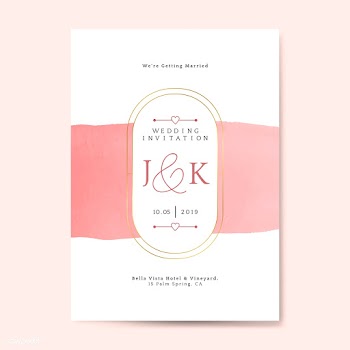 Pink wedding invitation card vector | Free stock vector - 524434