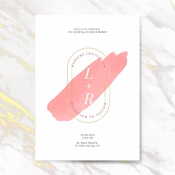 Pink wedding invitation card vector | Free stock vector - 524453