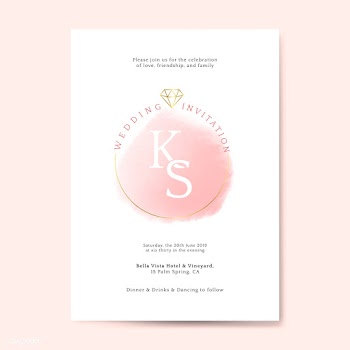 Pink wedding invitation card vector | Free stock vector - 524455