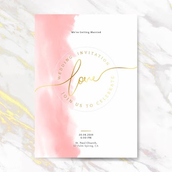 Pink wedding invitation card vector | Free stock vector - 524457