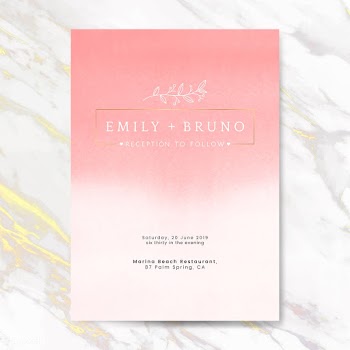 Pink wedding invitation card vector | Free stock vector - 524463