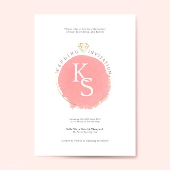 Pink wedding invitation card vector | Free stock vector - 524473