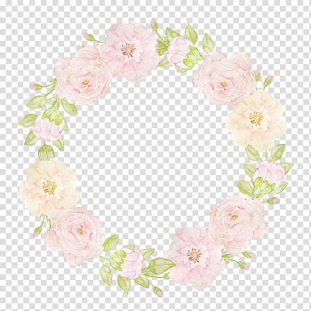 Pink, white, and green flowers illustration, Floral design Flower Watercolor painting Garland , Hand-painted garlands transparent background PNG clipart