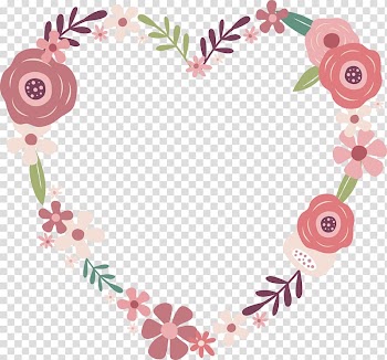 Pink, white, and green heart floral , Love Two Woods Estate Wedding Engagement Heart, Cartoon rose love transparent background PNG clipart