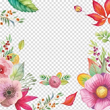 Pink, white, green, and red flower illustration, Flower , Watercolor flowers material transparent background PNG clipart
