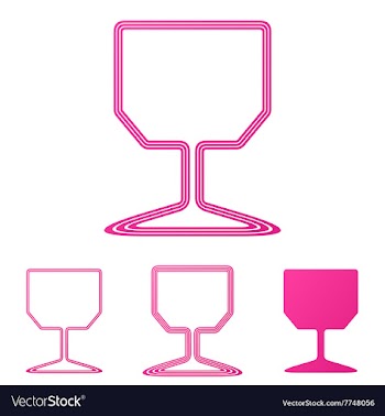 Pink wine glass logo design set vector image
