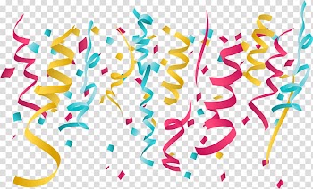 Pink, yellow, and teal confetti , Paper Ribbon Party Birthday, birthday party ribbons transparent background PNG clipart