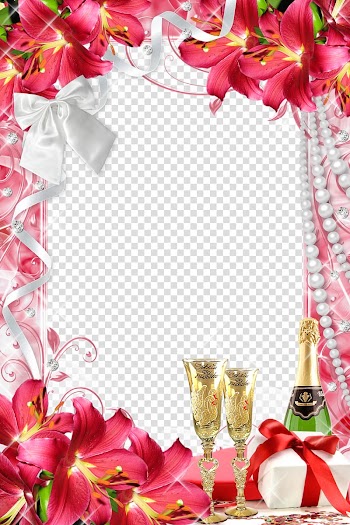 Pinl and red floral frame, Personalized Wedding Birthday, Personalized wedding album frame background transparent background PNG clipart