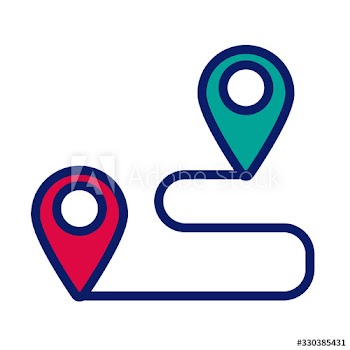 pins pointers location distance line and fill style icon