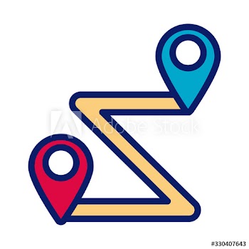 pins pointers location distance line and fill style icon