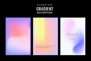Pinterest post vector set colorful gradient background