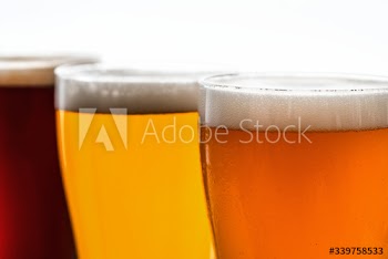 Pints of draught beer macro photography