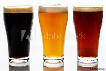 Pints of draught beer macro photography