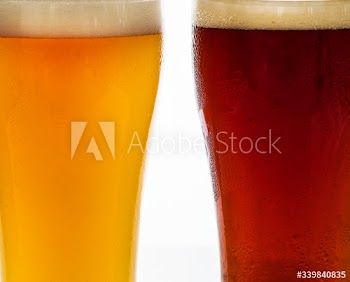 Pints of draught beer macro photography