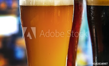 Pints of draught beer macro photography
