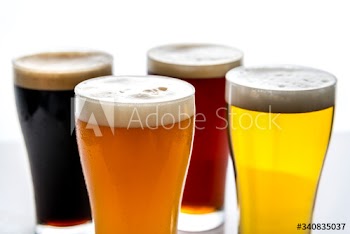 Pints of draught beer macro photography