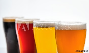 Pints of draught beer macro photography