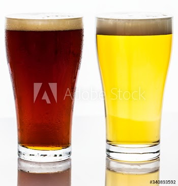Pints of draught beer macro photography
