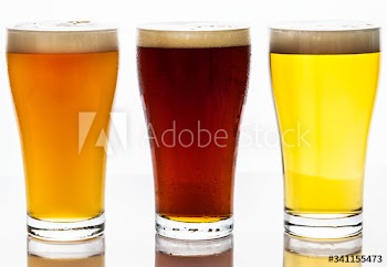 Pints of draught beer macro photography