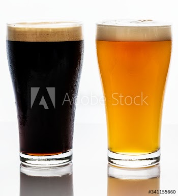 Pints of draught beer macro photography